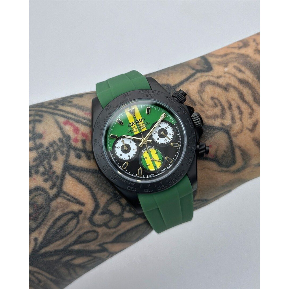 Custom Seiko Mod • DiW GT Green Daytona Quartz Chronograph • 39.5mm